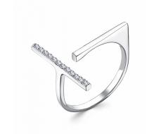 Кольцо с фианитом родированное серебро 925*