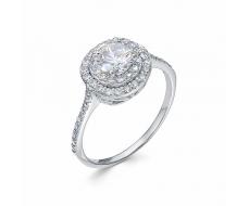 Кольцо с фианитом родированное серебро 925* 10-0805