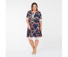 Костюм, текстиль, блуза, юбка, темно-синий#583/009-016-858/Темно-синий