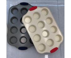 Форма для выпечки кексов и капкейков 12 ячеек ручки силикон