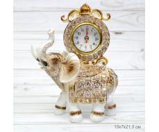 Часы статуэтка Слон 15х21,5 см / 7215W /уп 36/
