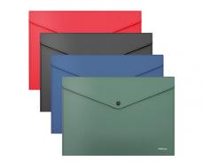 Папка-конверт на кнопке пластиковая ErichKrause Fizzy Classic, непрозрачная, А4, ассорти 50179