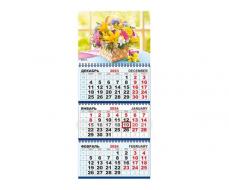 Календари квартальные КТ (в упаковке) Цветы КТ-24-175