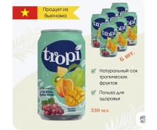 2 шт.Сокосодержащий напиток TROPI Коктейль, с соком тропических фруктов (Вьетнам) 330 мл. 24 штуки