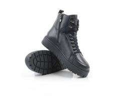 05-AW1002-2M DK. BLUE Ботинки зимние мужские (натуральная кожа, натуральный мех)