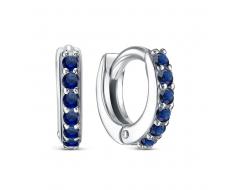 1984 Серьги с фианитом "сапфир" родированные серебро 925*