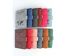 A-116 Обложка на паспорт c кнопкой "Travel 101" (эко-кожа)