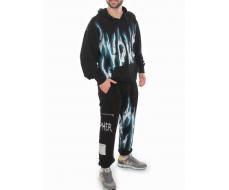 2627/7350 BLACK/BLUE Костюм спортивный мужской (75% хлопок, 20% полиэстер, 5% спандекс)