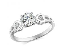 Кольцо с фианитом родированное серебро 925*