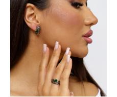 Комплект ювелирная бижутерия, серьги и кольцо позолота, камни голубые, р-р 18, 54209 арт.847.845