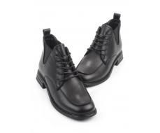 01-M43-23 BLACK Ботинки демисезонные женские (натуральная кожа, байка)