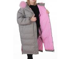 3072 GRAY Пальто зимнее пуховое женское (пух)