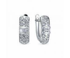 Серьги с фианитом родированные серебро 925* 11-0820