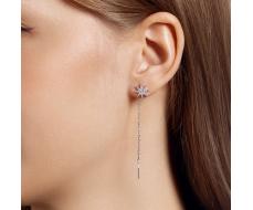 2634 Серьги с фианитом родированные серебро 925*