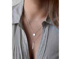 1pc Fashionable Personalized Multi-layered Metal Round Pendant & Long Tassel Necklace, Ideal For Parties And Gifting