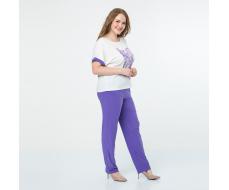 Костюм, трикотаж, блуза, брюки, сиреневый#2208/009-015-918/Сиреневый