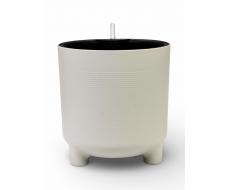 Кашпо для цветов «Шэнк», 13.5 л, d=27.5 см, h=28.7 см, пластиковое, с автополивом, со вставкой, на ножках, белое