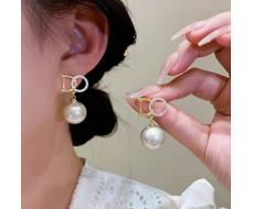 Pin Letter & Faux Pearl & Crystal Decorated Earrings, Fashionable & Elegant Ol Style Ear Jewelry SKU: sj2402229817052500