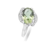 Кольцо из серебра зеленый аметист, Ариэнна