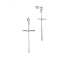 Серьги с фианитом родированные серебро 925* 12-0216