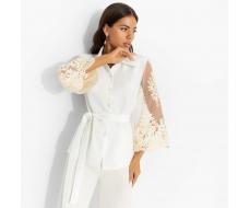 Жакет на подплечниках Даю автограф (айвори, с поясом)