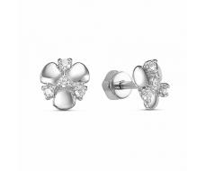 Серьги с фианитом родированные серебро 925* 12-0773