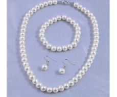 3 Pcs/Set Wedding Gift Faux Pearl Necklace Bracelet Earrings Set Of 3 SKU: sj2308243573751807