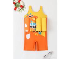 Young Boy Cartoon Dinosaur And Letter Print One Piece Swimsuit SKU: sk2312132013220294