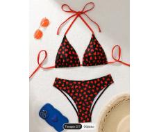 SHEIN Swim Random Heart Print Two-Pieces Swimsuit Set For Vacation