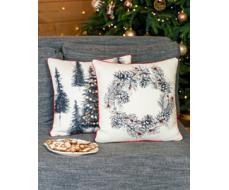 Комплект из2 наволочек с красными бусинами и красным кантом