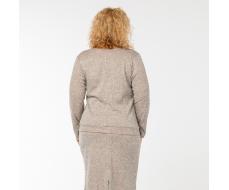 Костюм, трикотаж, блуза, юбка, бежевый#671/006-079-028/Бежевый