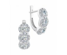 Серьги с фианитом родированные серебро 925* 11-0087