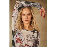 Лонгслив из сетки с принтом 457.4.15