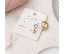 Серьги коллекция Xuping покрытие позолота вставка фианит цвет нежно-сиреневый