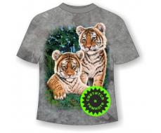 Подростковая футболка Тигрята сафари ММ 865 серый