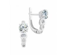 Серьги с фианитом родированные серебро 925*