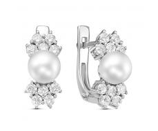 Серьги с иск.жемчугом родированные серебро 925*