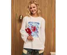 Лонгслив с шёлковой вставкой "Петушок" LRP001