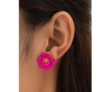 1pair Sweet & Creative Irregular-Shaped Metallic Colorful Flower Shaped Stud Earrings