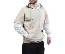 2702 BEIGE/WHITE Толстовка мужская (75% хлопок, 20% полиэстер, 5% спандекс)