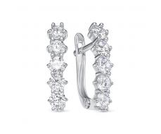 Серьги с фианитом родированные серебро 925* 11-0545