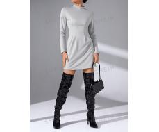 SHEIN Essnce Mock Neck Fitted Dress SKU: sz2309121082046444