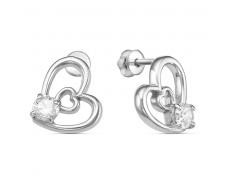 Серьги с фианитом родированные серебро 925* 12-0183