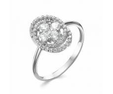 Кольцо с фианитом родированное серебро 925* 10-0739