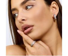 Комплект ювелирной бижутерии Итальянское золото покрытие желтое 14к серьги и кольцо 19 р вставка фианиты цвет прозрачный