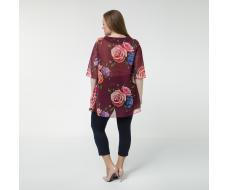 Костюм, трикотаж, туника, капри, бордовый#644/007-010-203/Бордовый