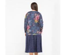 Костюм, текстиль, туника, брюки, синий#670/009-029-543/Синий