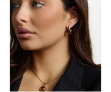 Комплект ювелирной бижутерии коллекция "Дубай" серьги и кулон, покрытие позолота, вставка: фианиты и цирконы, цвет: коричневый и прозрачный, арт.215.449