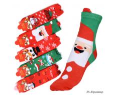 Носки женские р. 35-40 новогодний / L700 /уп 10/120/ ОДНА ПАРА