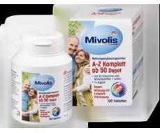 Mivolis A-Z Komplett ab 50 Tabletten Комплексные витамины против старения От А до Z Komplett, для людей старше 50 лет, 100 шт